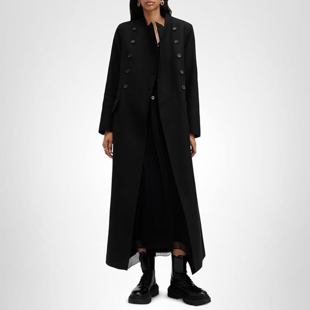 All Saints Blaize Long Line Slim Fit Wool Coat - NWT - Size US 6 / UK 10